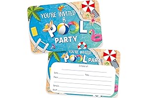 Personalized 30 Pack Swimming Pool Party Invitations - All Details Included