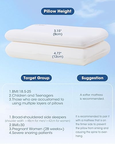 Miniatura 7 de Almohadas ultrafinas de espuma viscoelástica tamaño Queen, almohada cervical refrescante de contorno para aliviar el dolor de cuello, almohada
