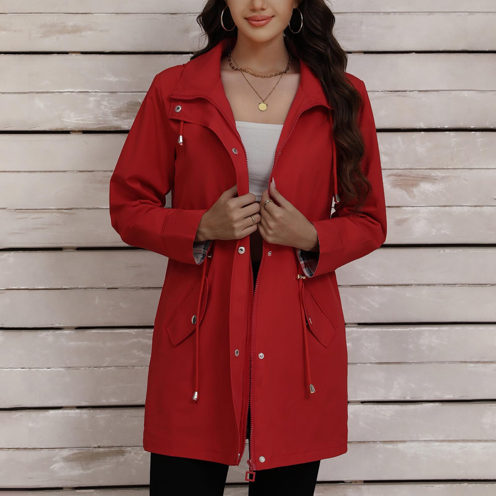 Trenchcoat Damen Kurz Jacke Frühling Wollmantel Freizeit Windjacke Business Wasserdicht Mantel Leicht Bolero Vintage Atmungsaktiv Kurzer