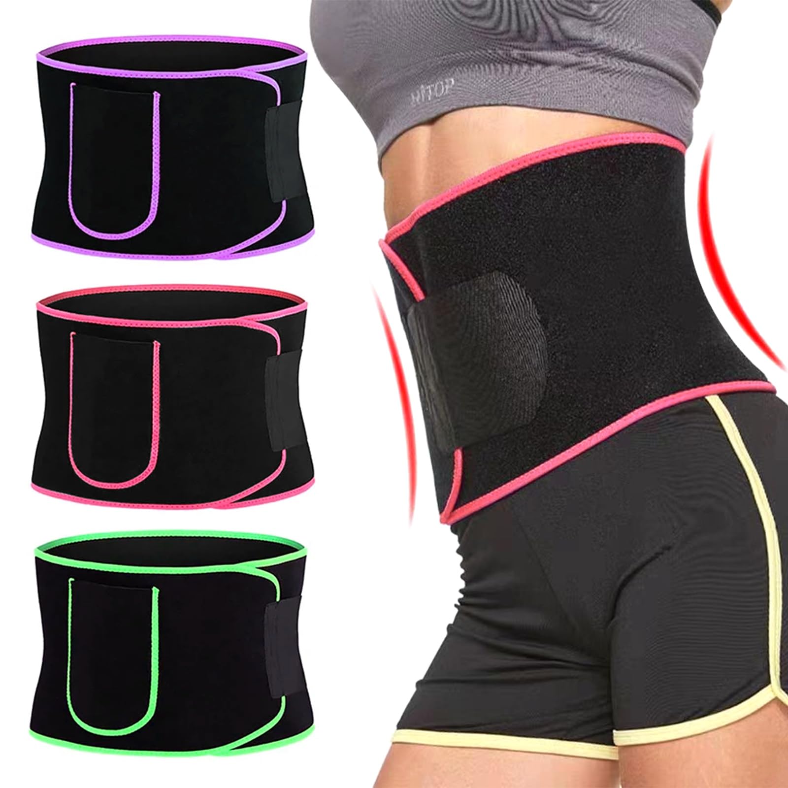 Fascia Addominale Dimagrante 3 Pezzo Fascia Addominale per Donne e Uomini Perdita Peso Fascia Snellente Pancia ed Effetto Sauna per Bruciore di Stomaco e Schiena Supporto Cintura Regolabile
