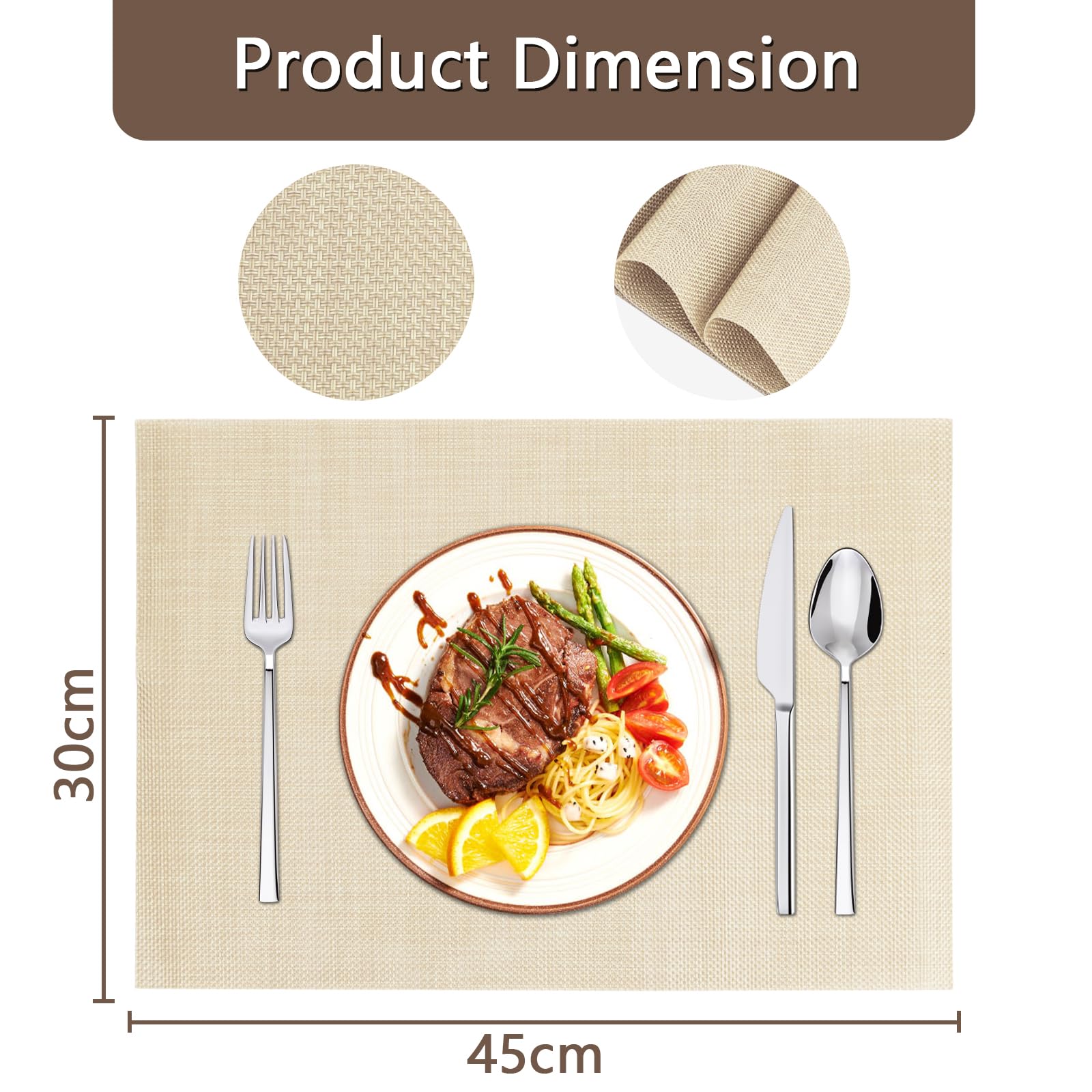 Lot De 6 Sets De Table PVC Antidérapants Et Résistants à La Chaleur – Napperons Lavables 45x30 Cm, Élégants Et Pratiques, Noir
