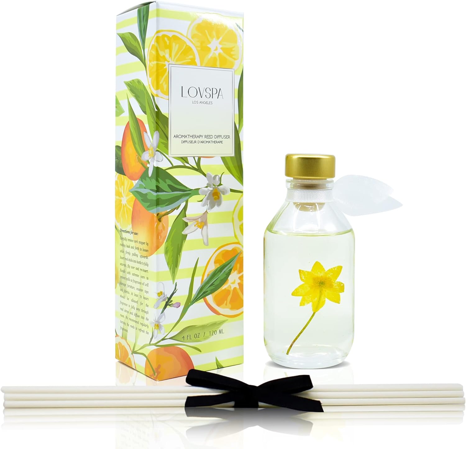 LOVSPA Reed Diffuser Set, Coastal Citrus Scented Oil Diffuser with Sticks, Home Fragrance Accessories for Bathroom Shelf Decor, Aroma Diffusers for Home or Office Desk, USA Made - Image 2