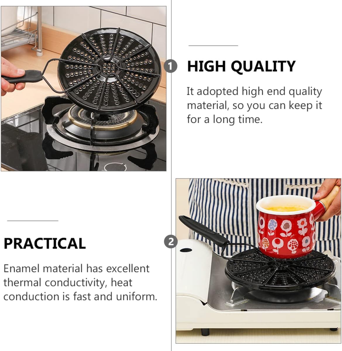 Mobestech Heat Diffuser Conduction Plate Anti-charred Heating Plate Cookware Adapter for Gas Stove