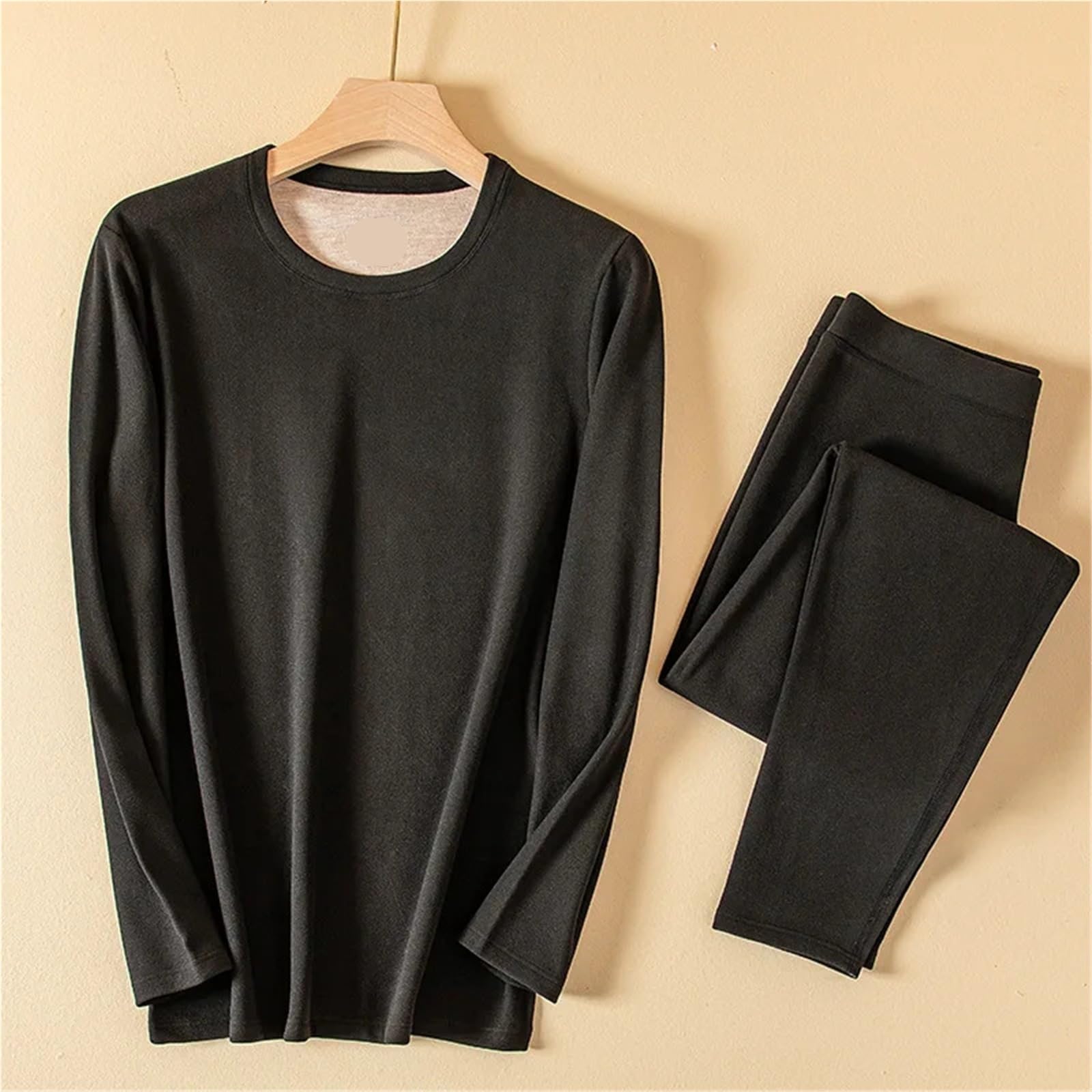 Conjunto de Ropa Interior térmica Invierno for Mujer, Gruesa Lana sin Costuras, cálida for Hombre, Calzoncillos Largos Dos Piezas, Conjunto lencería Ajustada for para Esquí,Moto