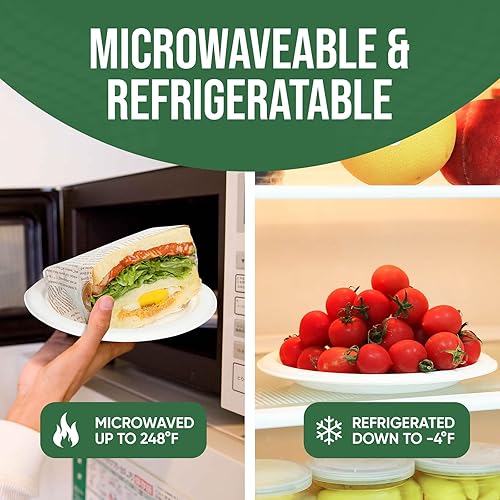 Miniatura 4 de Platos de papel blanco, platos de papel de 7 pulgadas, paquete de 100 platos de papel desechables, platos 100% compostables, platos de papel