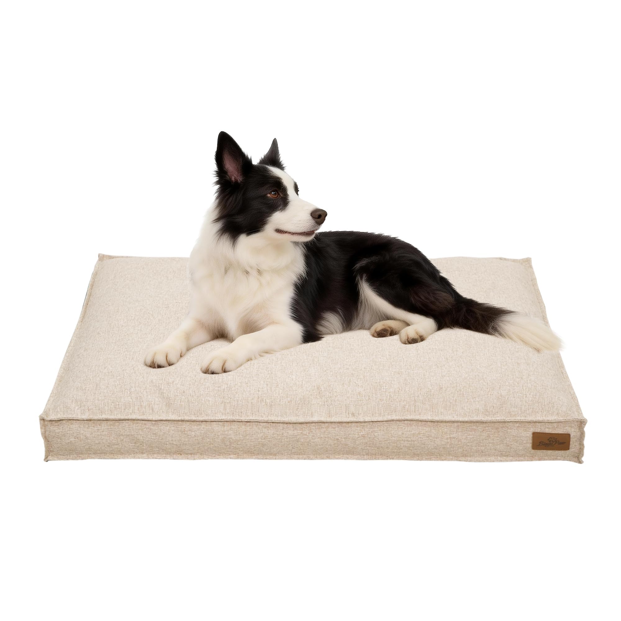 BingoPaw Cama Perro Ortopédica Extra Grande 103x69x10cm, Cama Perro Verano con Funda Desenfundable y Lavable, Forro Impermeable y Fondo Antideslizante, Beige XL