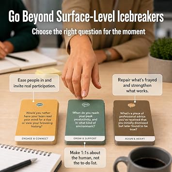 Conversation Cards for Coworkers & Managers - Build Trust & Improve Performance by Asking the Right Questions - Team Building Games for Work, 1:1 Meetings, Retros | Say This Not That Cards for Leaders