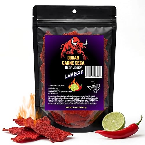 Tizon Lumbre Carne Seca - Snack de Carne Seca de Res Picante Fuego, Carne Seca Premium al Estilo Mexicano, Bolsa resellable de 2oz, Sin Hormonas