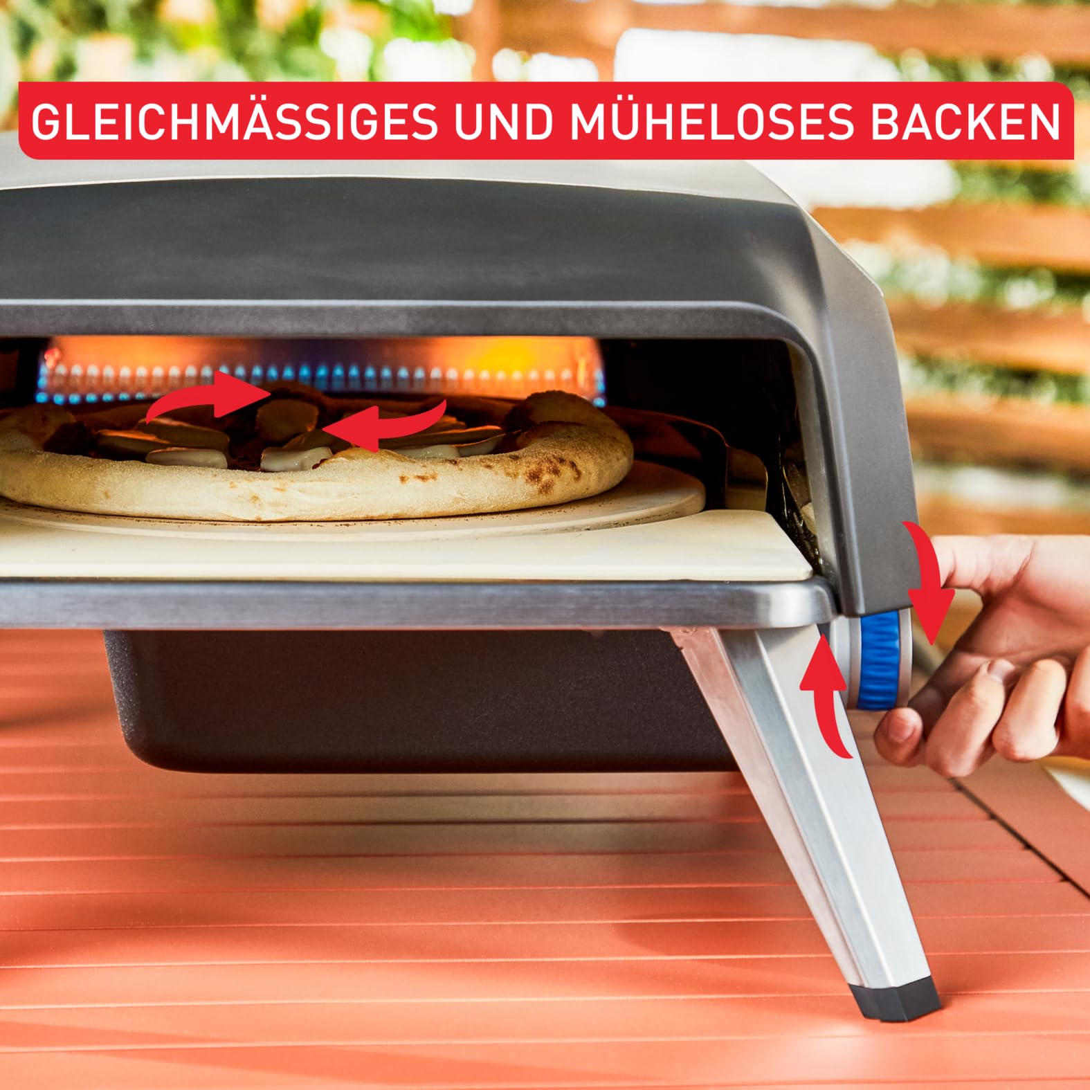 Tefal Pizza Pronto Gas-Pizzaofen 400 °C Edelstahl Temperaturregler Drehstein Pizzaschieber