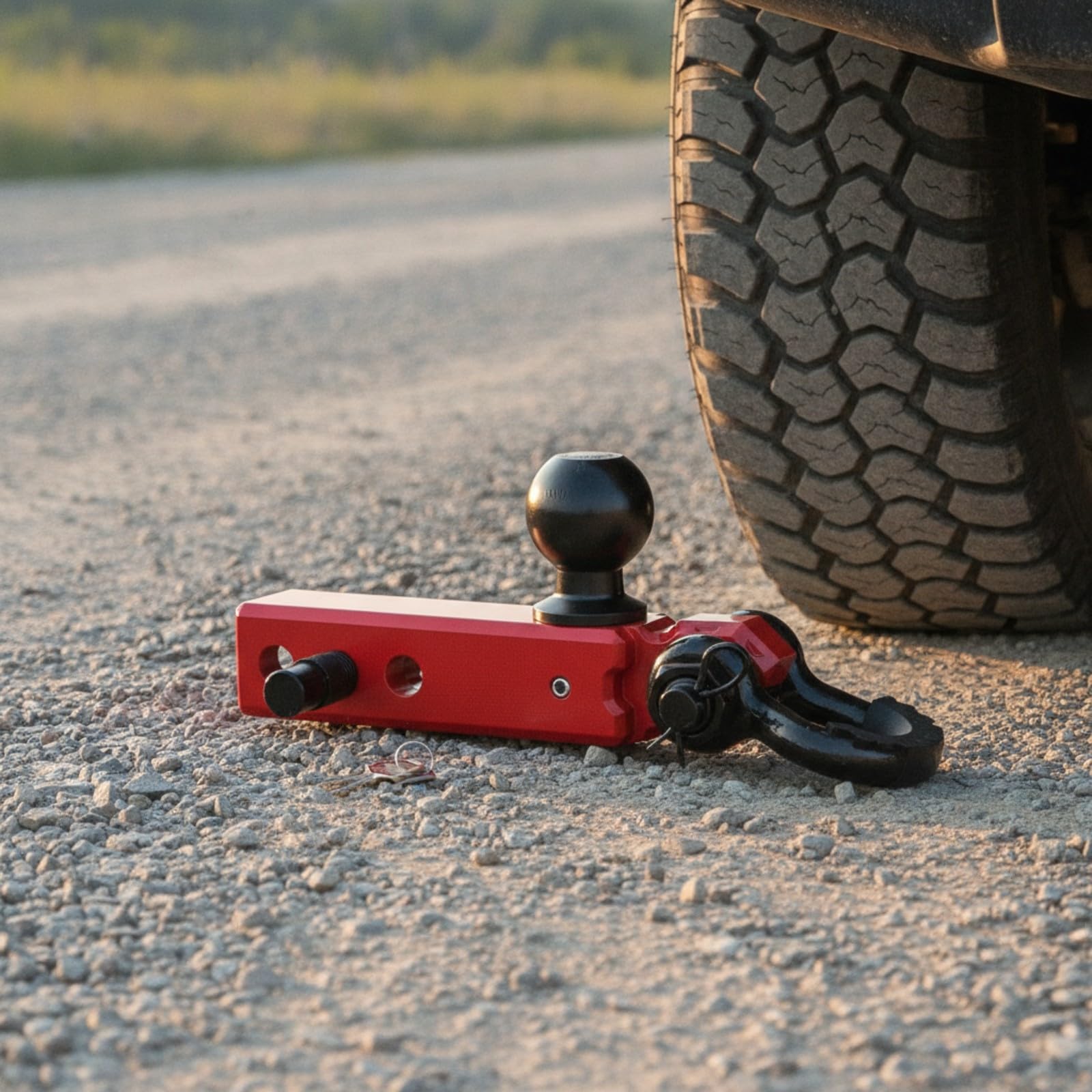 predolo Adattatore per Gancio Traino Robusto Struttura in Metallo Resistente, Attacco Rapido per Rimorchio, Accessorio, Fuoristrada, Automobilisti, Argento E Rosso