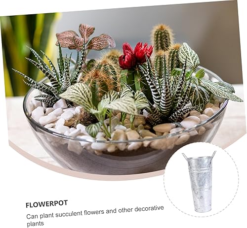 Miniatura 8 de DECHOUS 2 piezas de hoja, cubo de flores de hoja, decoración rústica, florero de planta francés, decoración de campo, jarrones decorativos de metal,