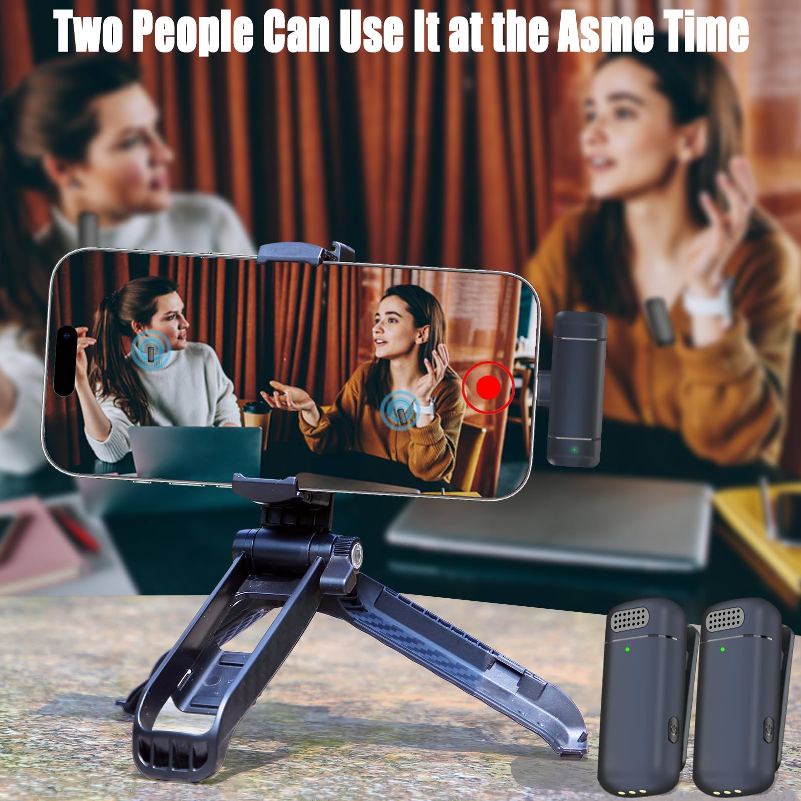 2 micrófonos Lavalier inalámbricos 3 en 1 para iPhone, iPad, USB C, Android, portátil, con funda de carga, micrófono de solapa con clip, mini micrófono inalámbrico para grabación de video, vlogging