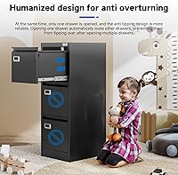 Vista 107 de Archivador vertical de 2 cajones con cerradura de metal, archivador vertical de metal, para oficina y hogar, archivadores verticales de acero