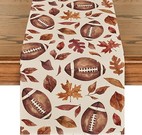 Artoid Mode Camino de mesa de otoño con hojas de arce de rugby, decoración de mesa de comedor de cocina de otoño para decoración de fiesta del