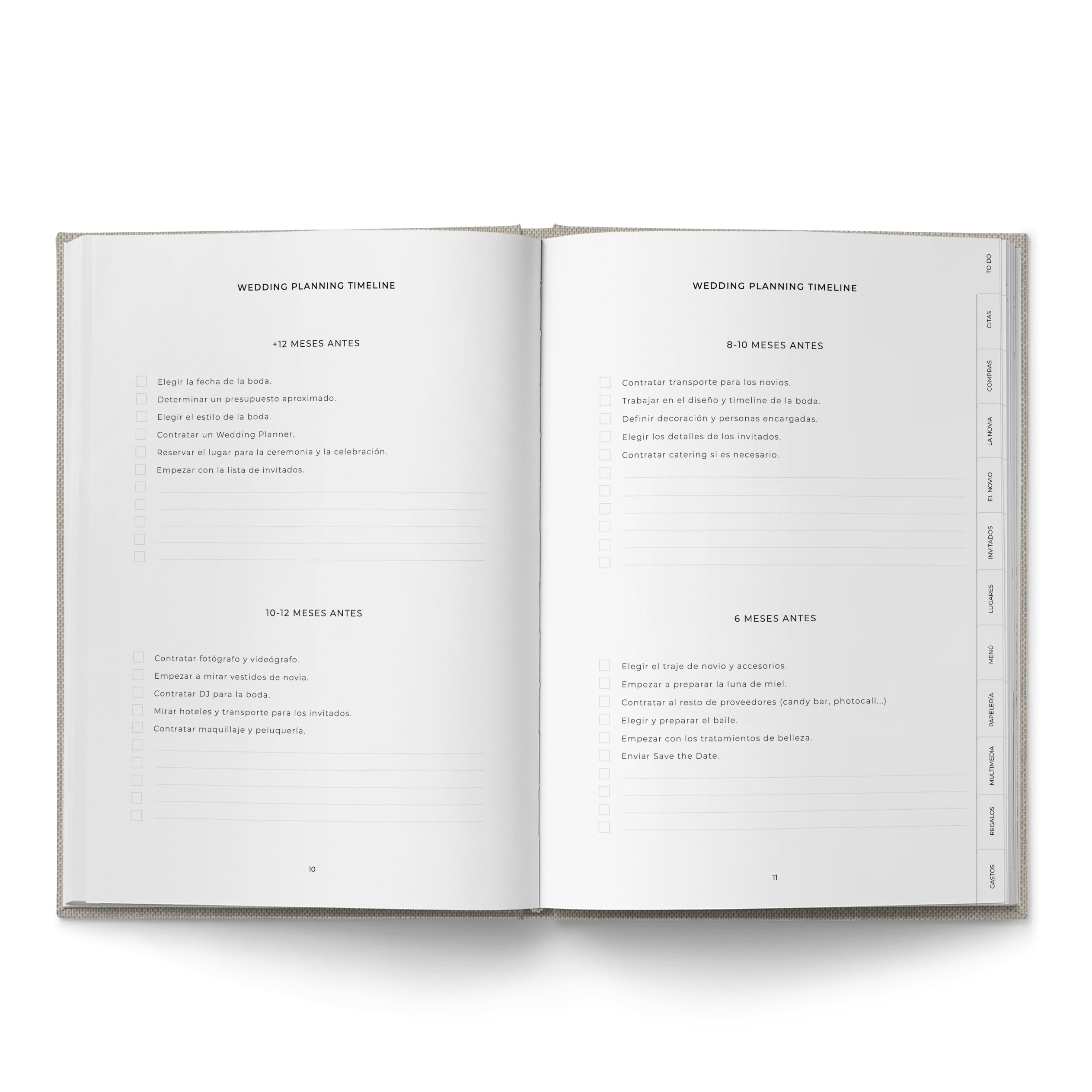 Hochzeitsplaner mit 12 Registerkarten | Checklisten für Braut, Bräutigam, Gäste, Haushalt und Lieferanten | 12 Monate | 184 S. Premium-Papier 120 g (goldene Buchstaben)
