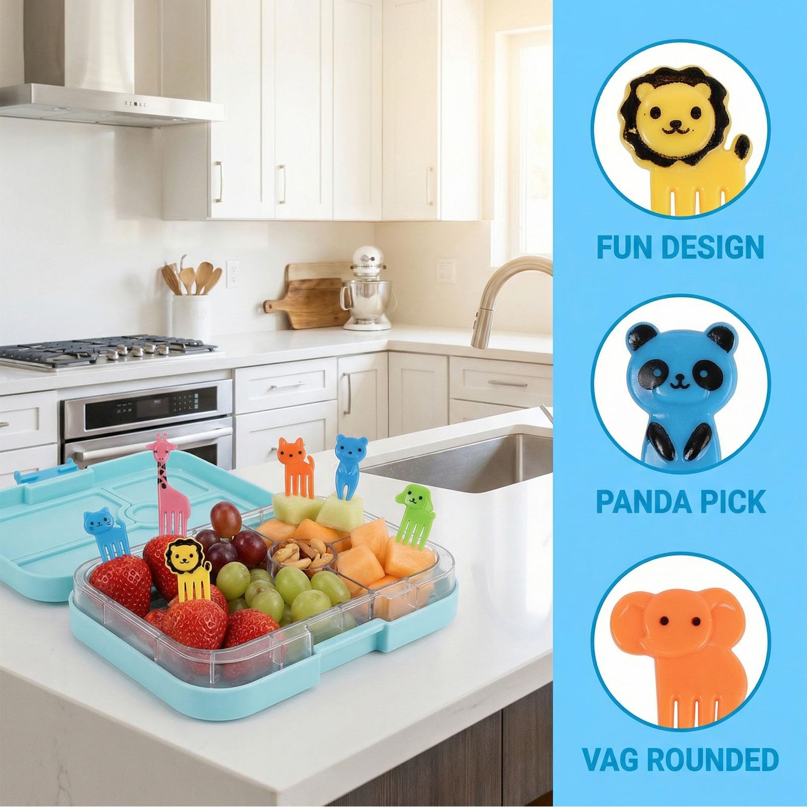 30 Pièces Fourchettes à Fruits Enfants, Fourchettes à Fruits Animaux en Plastique, Mini Fourchette à Fruits Bento de Dessin Animé, Accessoires de Pics à Gâteaux Alimentaires pour Dessert, Mixte