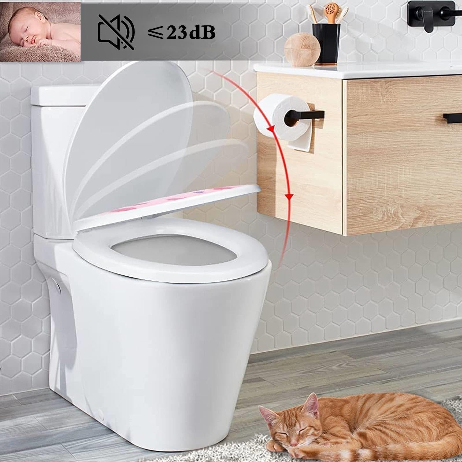 Tapa de Inodoro con Cierre Lento, Tapa WC, PP Grueso, Tapadera WC, Asiento Inodoro(Beige)