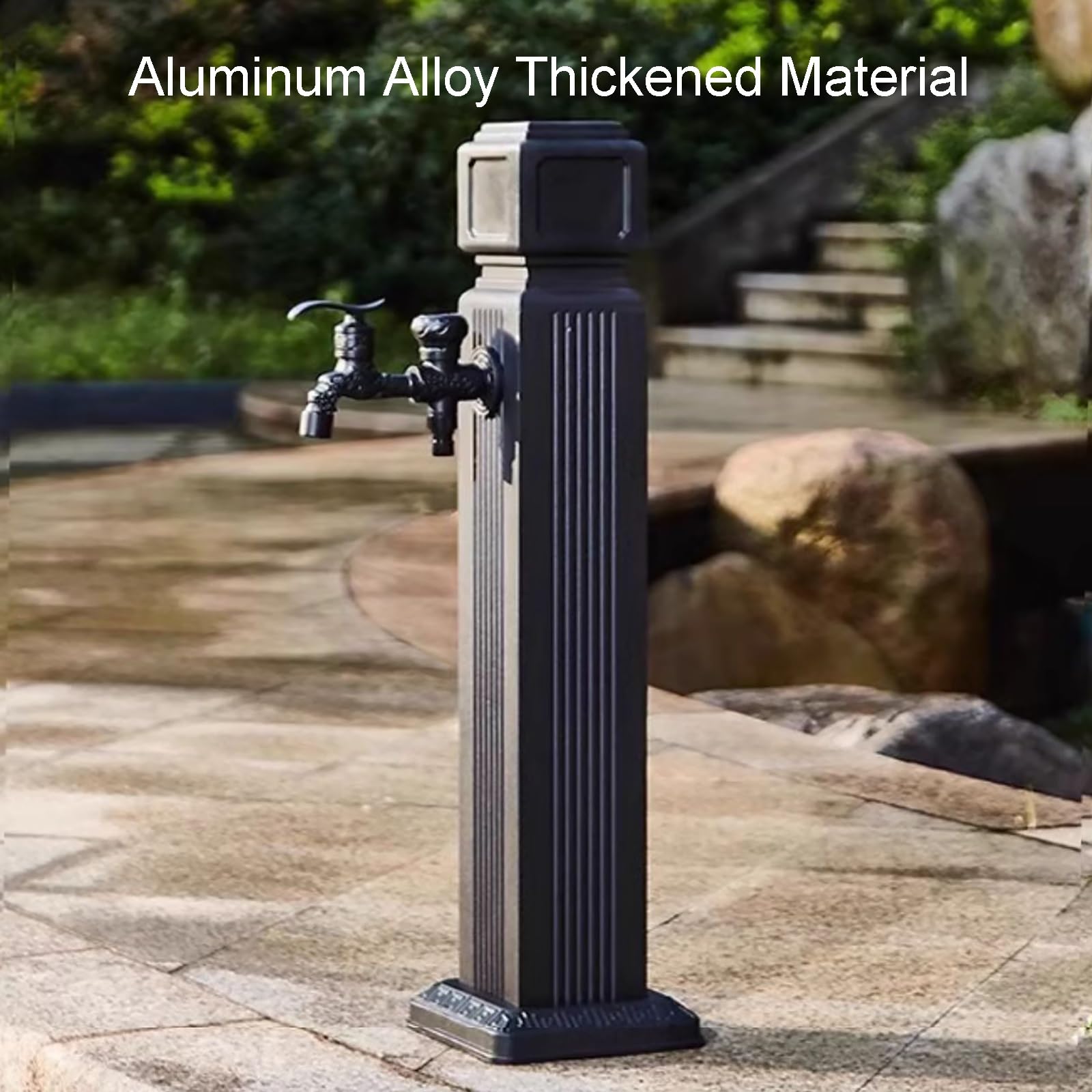 Doppelter Außen Wasserhahn, Freistehende Wassersäule Auslaufhahn for den Garten, Frostsicherer Wasserhahn 1/2 zoll for den Außenbereich, 2 Wassereinlässe(Medium)