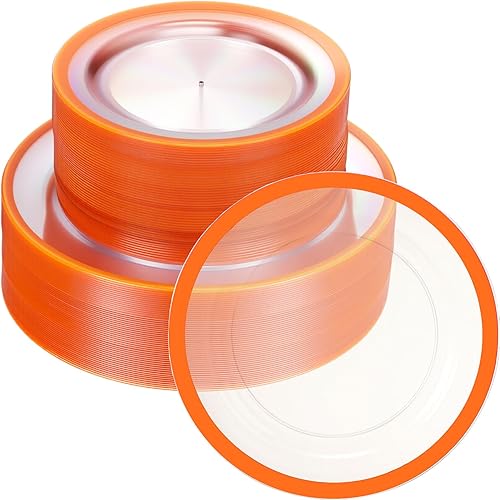 Wesiti Juego de vajilla desechable de 100 piezas de plástico transparente, incluye 50 platos llanos de 10.25 pulgadas, 50 platos de postre de 7.5
