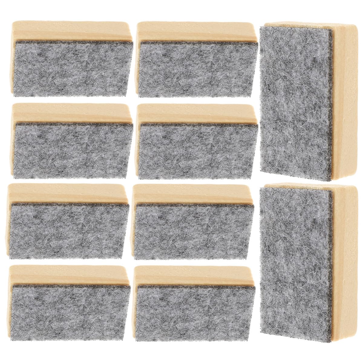 Veemoon 10pcs Mini Chalkboard Erasers for School and Training Institutions, Sturdy Wood and Felt Chalk Board Rubber that Will Not Hurt Blackboard Surfaces