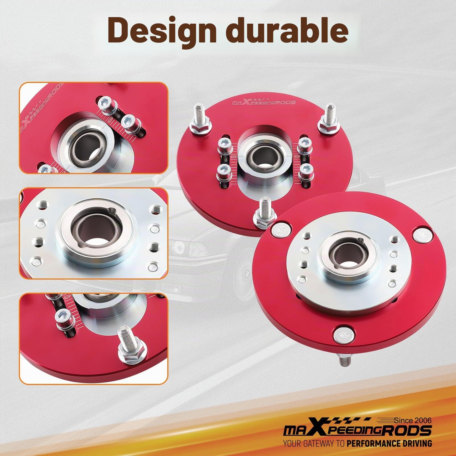 maXpeedingrods Coupelles De Carrossage D'amortisseur pour Bmw E46 | 98-05 318 320 M3 Camber Plate