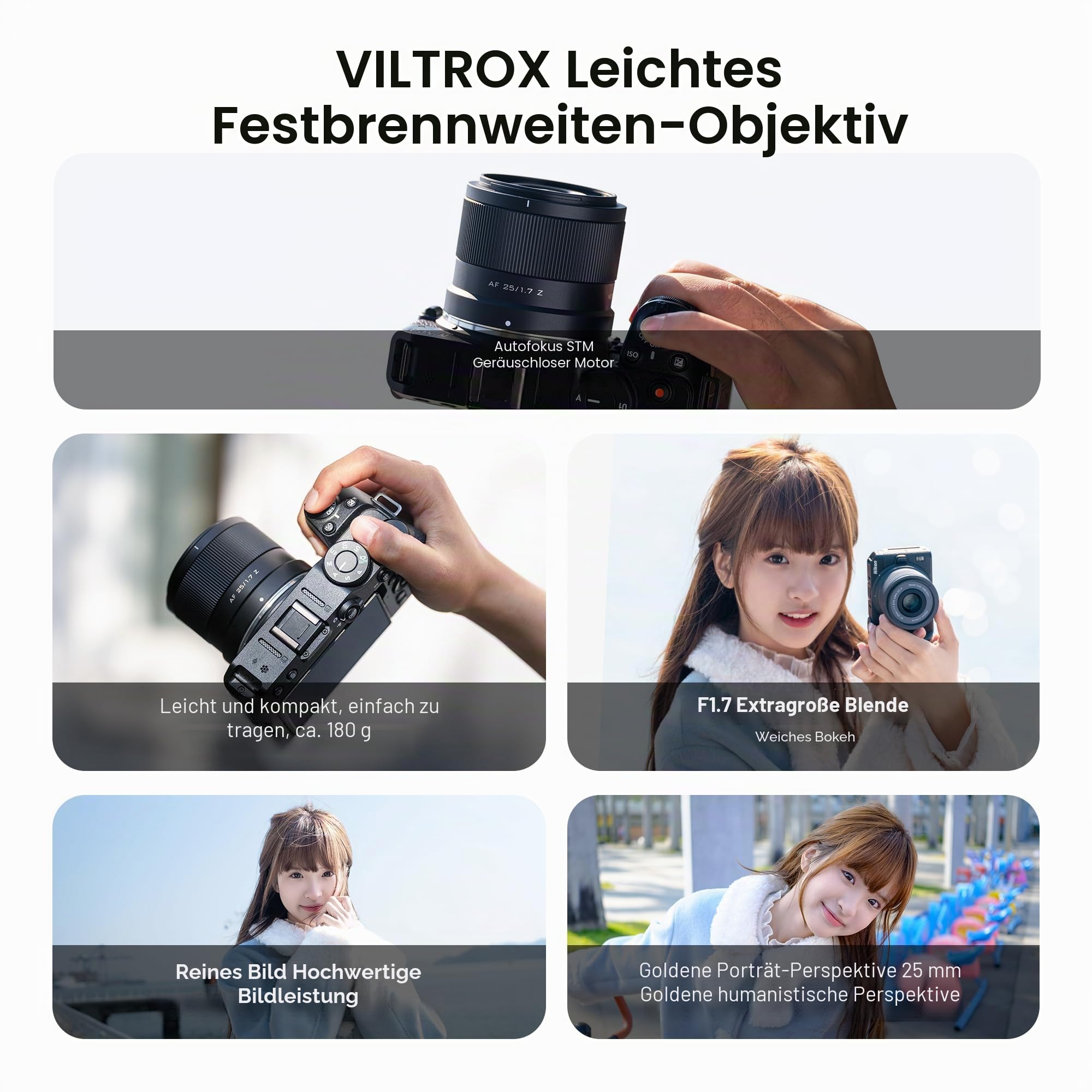 VILTROX AF 25mm F1.7 Objektiv für Nikon Z-Mount, f/1.7 APS-C Autofokus-Festbrennweite mit großer Blende, kompatibel mit Nikon Z-Mount-Kameras Z5, Z50, Z6, Z6II, Z7, Z7II, ZFC, Z30, Z9, Z8, ZF