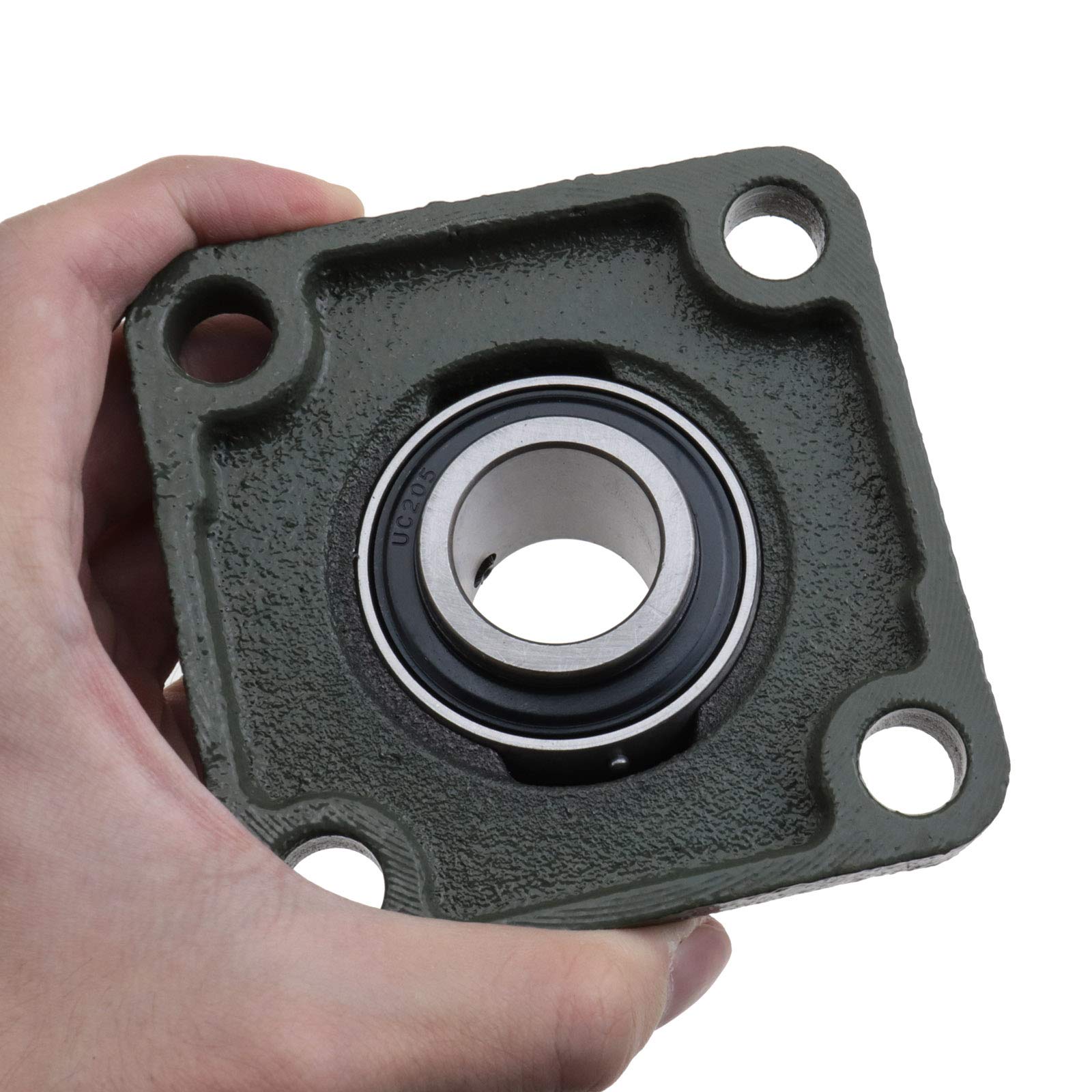 Lot de 2 roulements à billes UCF205 alésage de 25 mm avec buse à huile, auto-alignement à 4 boulons, support à bride carrée pour systèmes de transport, machine à imprimer.