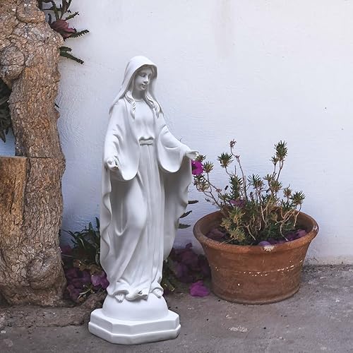 Miniatura 6 de QIANLING Estatua de Virgen María de 12 pulgadas para exteriores, decoración de patio, estatua religiosa al aire libre, protección solar, estatua de