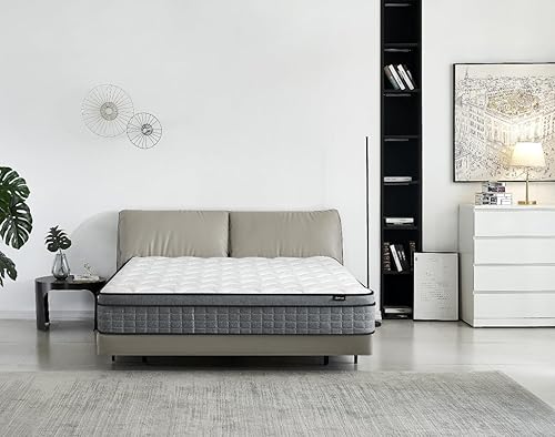 US Pride Furniture Colchón híbrido de alta calidad de 12 pulgadas con espuma viscoelástica infundida de gel, firmeza media, comodidad de almohada y