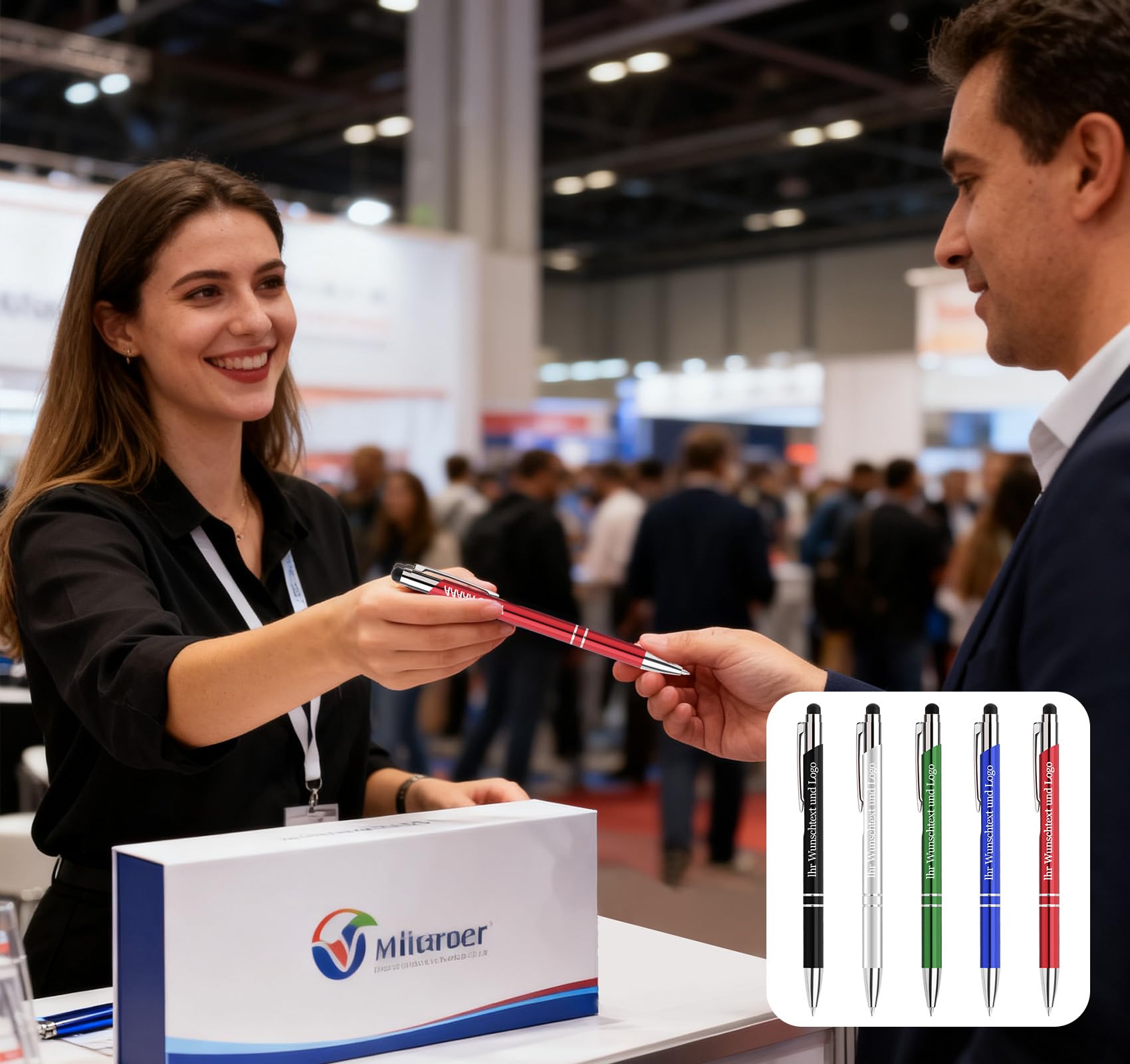 Personalisierter Kugelschreiber mit Gravur Wunschtext, 10–1000 STK 2-in-1 Ergonomisch Kugelschreiber mit Touchpen, Geschenk für Büro, Schule, Business & Vertragsunterzeichnung, 50 STK