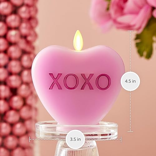 Miniatura 6 de Luminara XOXO - Vela LED de corazón de orquídea pastel sin llama, 3.5 x 4.5 pulgadas, colección del día de San Valentín