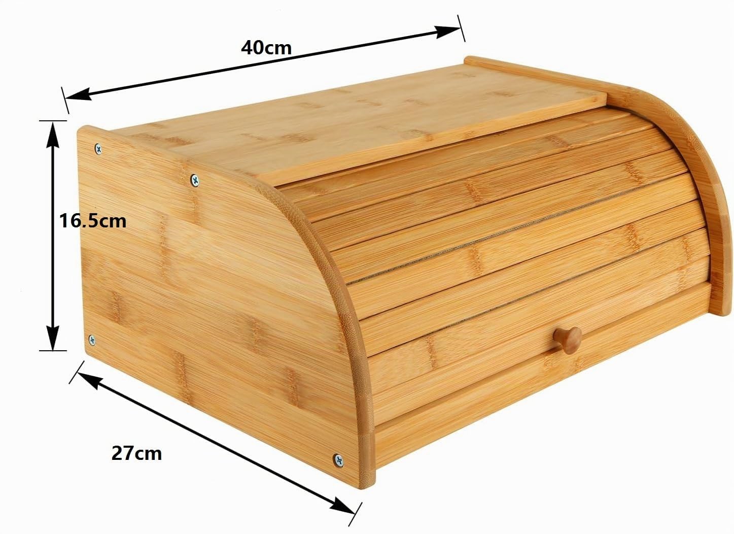 Contenitore per il pane in legno di bambù, 40 x 27 x 16,5 cm, contenitore per il pane in legno con coperchio arrotolabile, contenitore per pane sul piano di lavoro, portapane da cucina