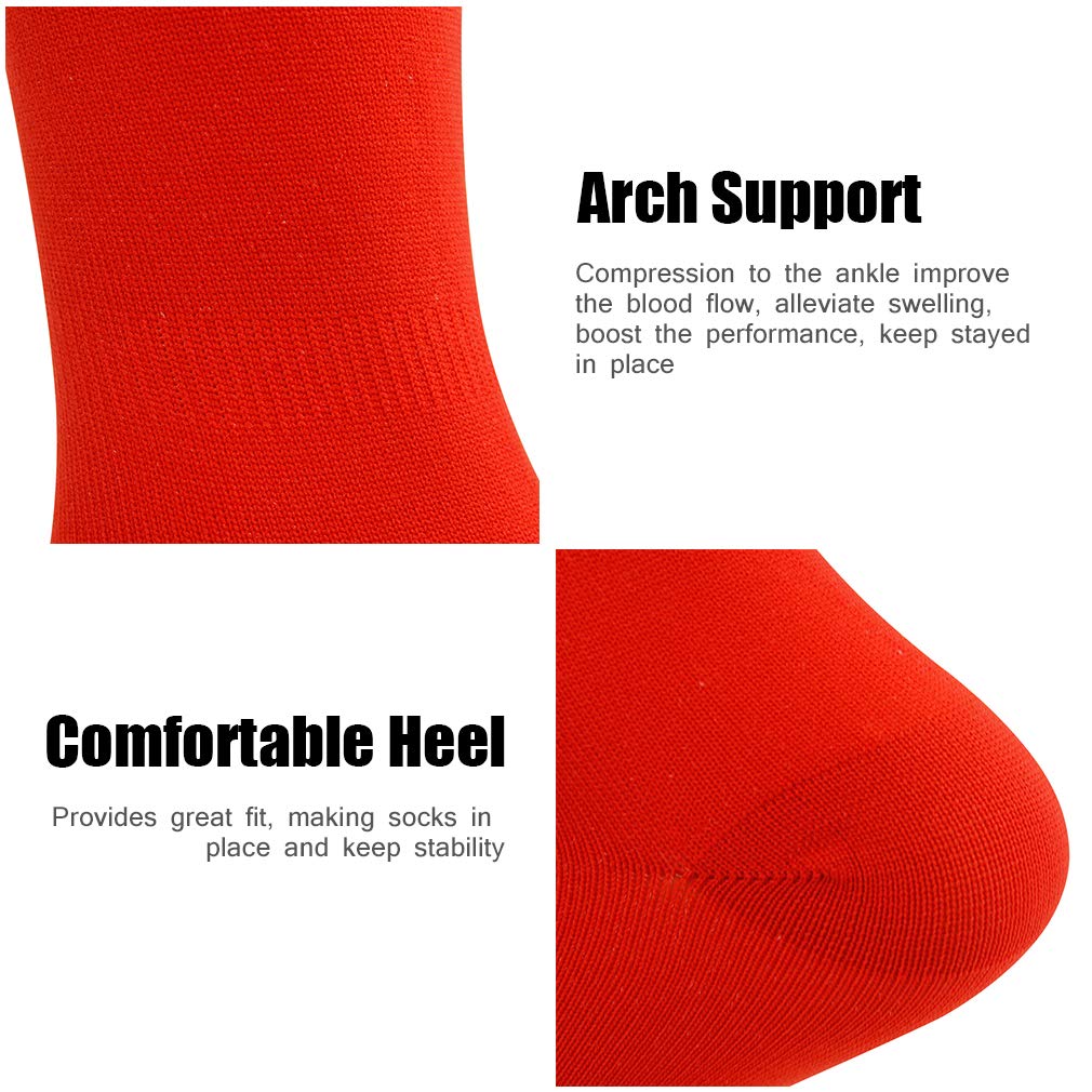 Fußballsocken, unisex, lange Röhre, solide, Team-Sport, Fußball, Baseball, athletische Überwaden-Socken, 2, 6, 12 Paar Gr. Einheitsgröße, 6 Paare/rot