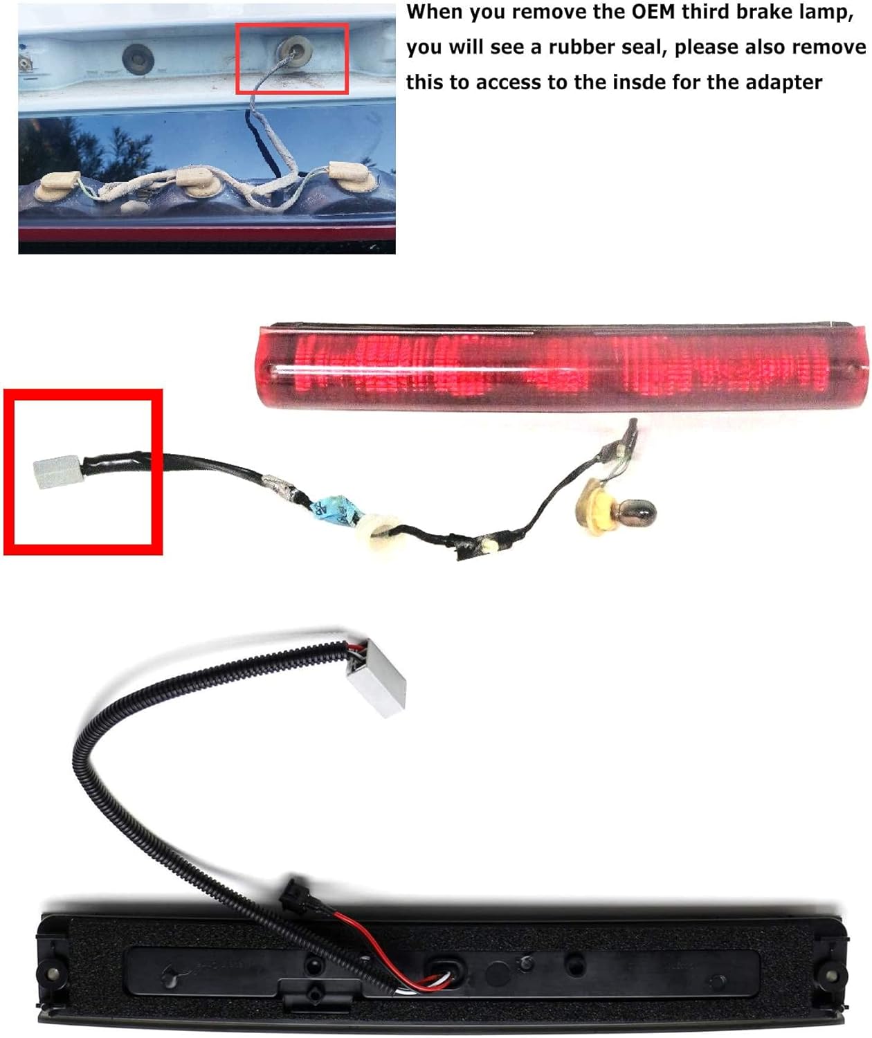 iJDMTOY Dark Red Lens Race Car Style Strobe LED High Mount Third Brake/Clearance Light Assembly Compatible With Ford 1997-2003 F-150