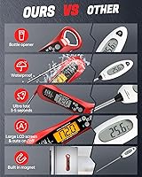 Vista 8 de Instant Read Meat Thermometer for Cooking, Fast & Precise Digital Food Thermometer with Backlight, Magnet, Calibration, Foldable Probe, Waterproof