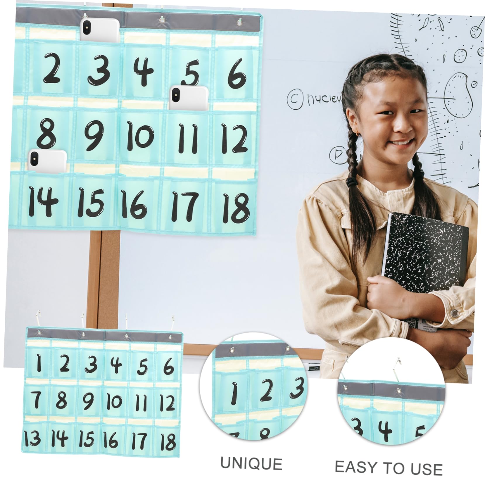 ULTECHNOVO Wall Hanging Organizer for Mobile Phones Pouch for Chargers and Items Oxford Storage Bag Lake for Classroom and Dorm Use