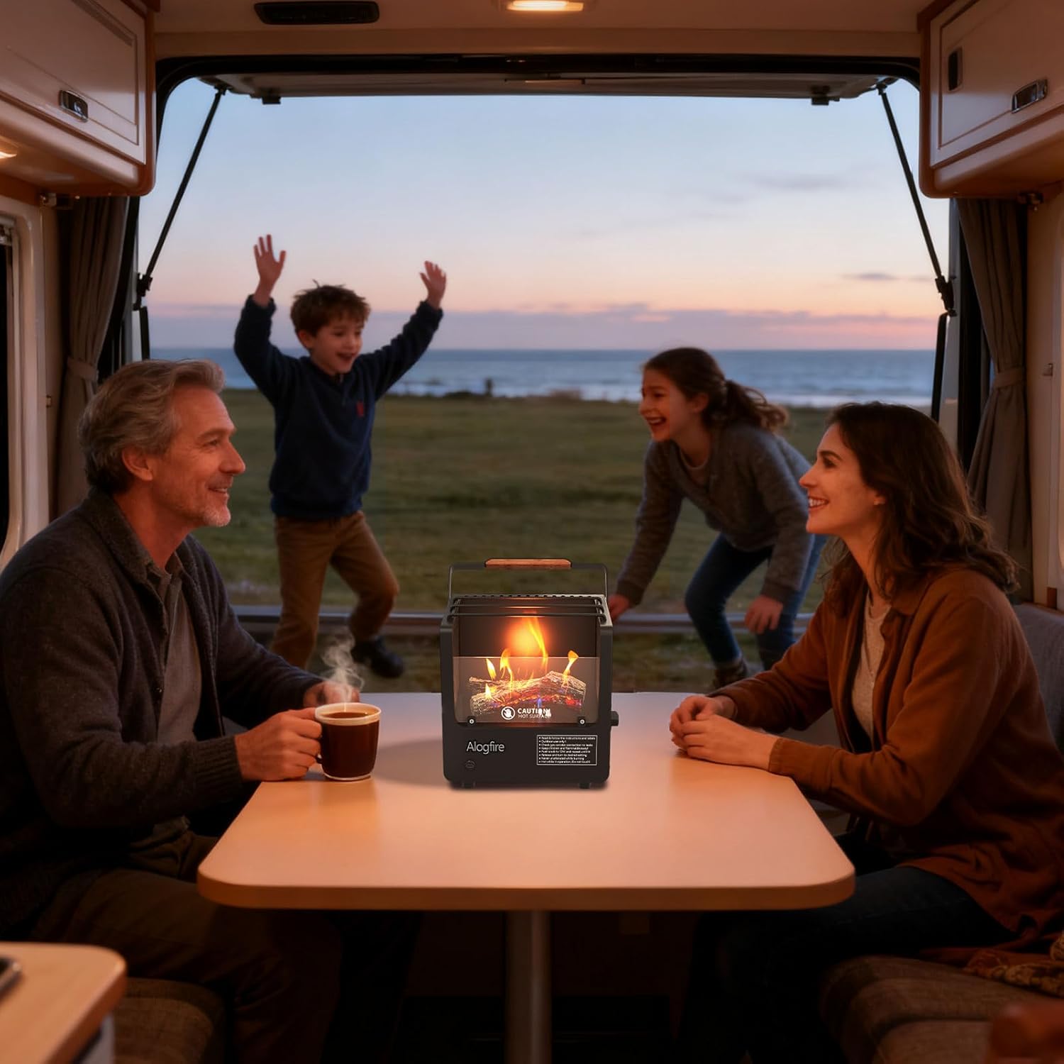 3-in-1 Portable Gas Fire Pit, 5200 BTU Butane Gas Heater and Stove, Real Flame Tabletop Fire Bowl with Safety Protection for Outdoor, Camping, Fishing