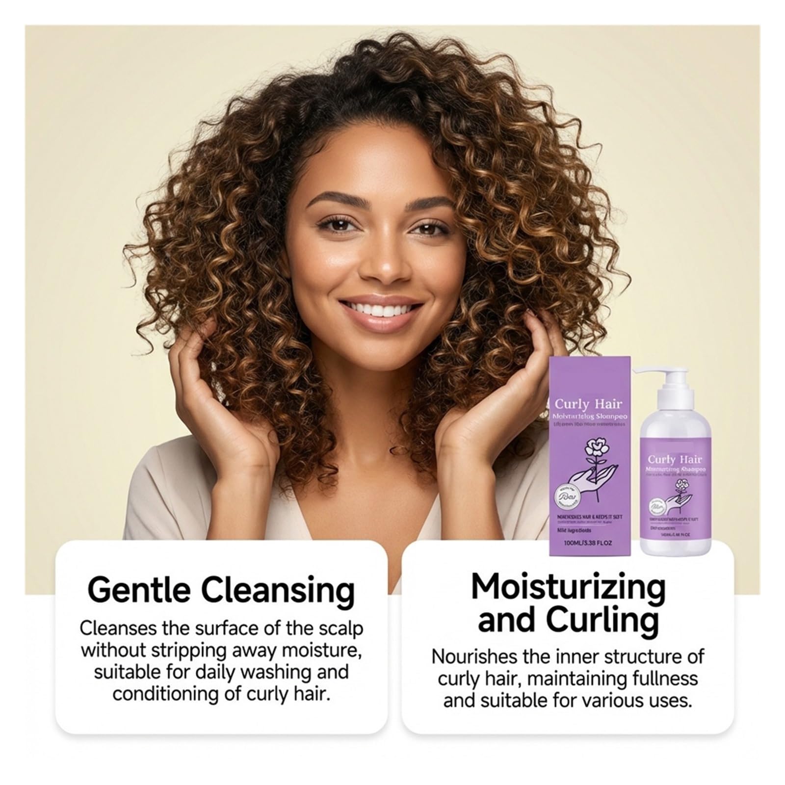 Champú Hidratante for Cabello Rizado | Nutre la estructura interna del cabello rizado y mantiene su volumen.(3pcs)