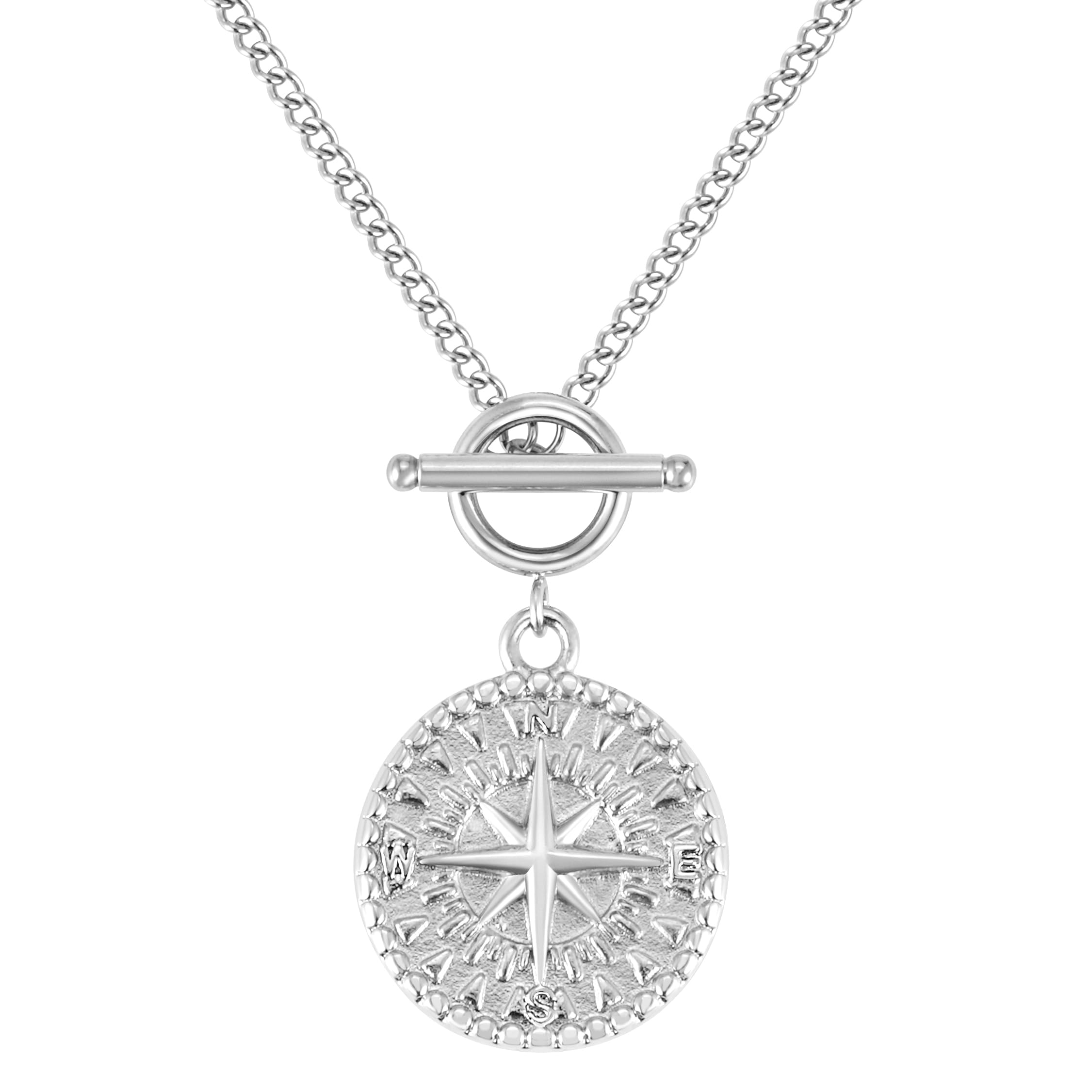 BONNYBIRD® Wasserfeste Edelstahl Kompass Kette Damen in Silber, Gold & Roségold, Premium Halskette Damen mit Kompass Anhänger, 100% Wasserfest & Hautverträglich BonnyCompass