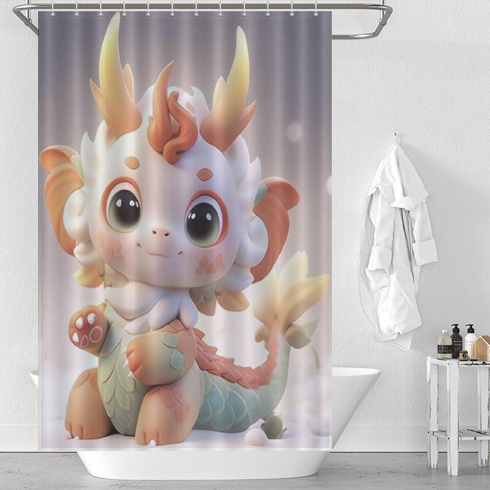 Rideau de douche dinosaure imperméable pour égayer la salle de bain des enfants