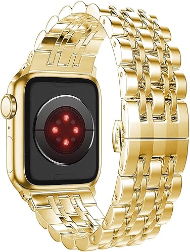 Correas de repuesto para Apple Watch Series 987654321, pulsera de acero inoxidable iWatch iPhone Watch de 2 tonos para hombres y mujeres (1.496