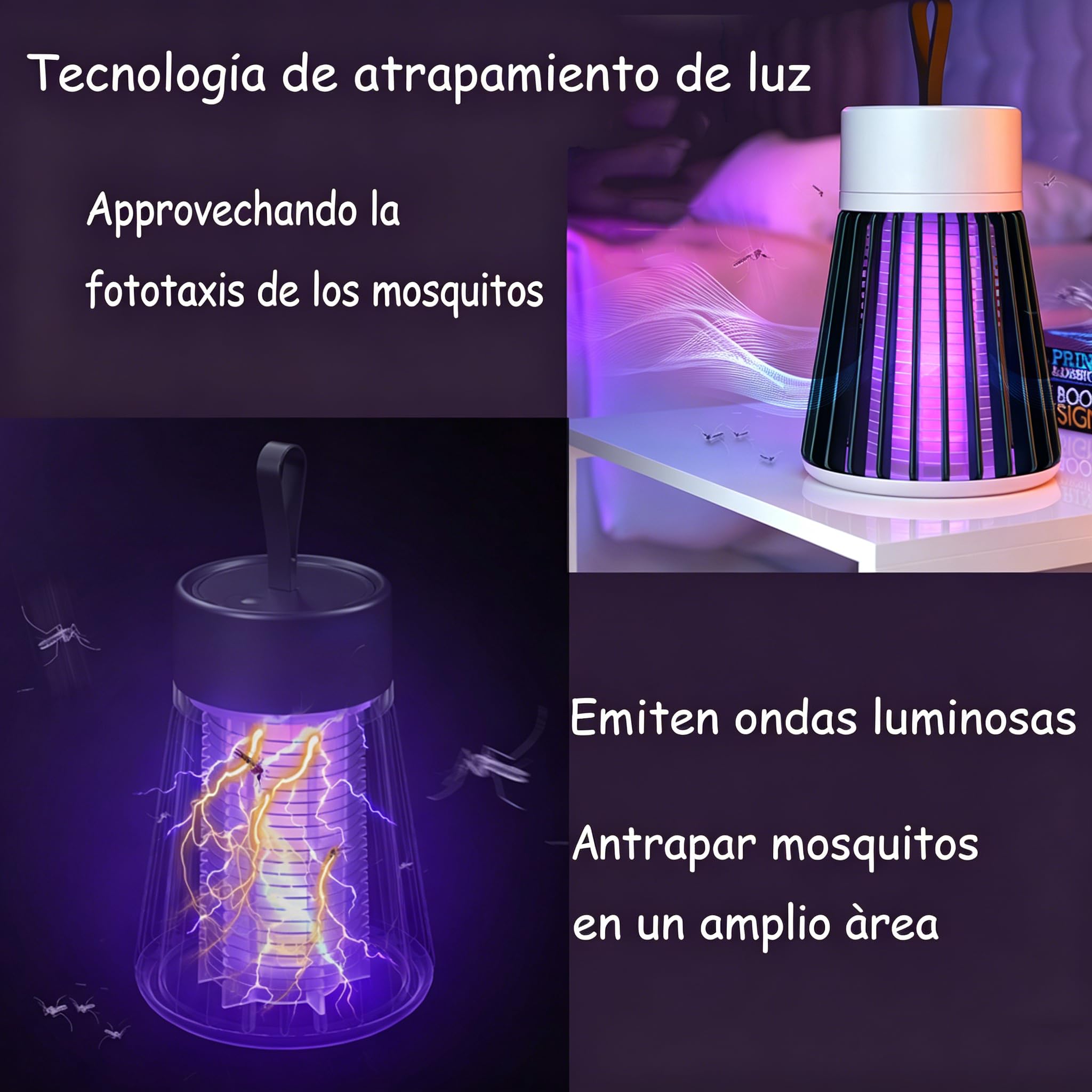 Zapfie Antimosquitos, LáMparas Antimosquitos Recargable USB Antimosquitos para Camping, Adecuado para Acampar Al Aire Libre, para El Dormitorio Y para La Sala De Estar; Apto para Todos (2pcs)