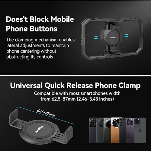 Miniatura 5 de SmallRig Jaula universal de liberación rápida para teléfono, soporte magnético de aleación de aluminio para MagSafe, soporte de video para teléfono