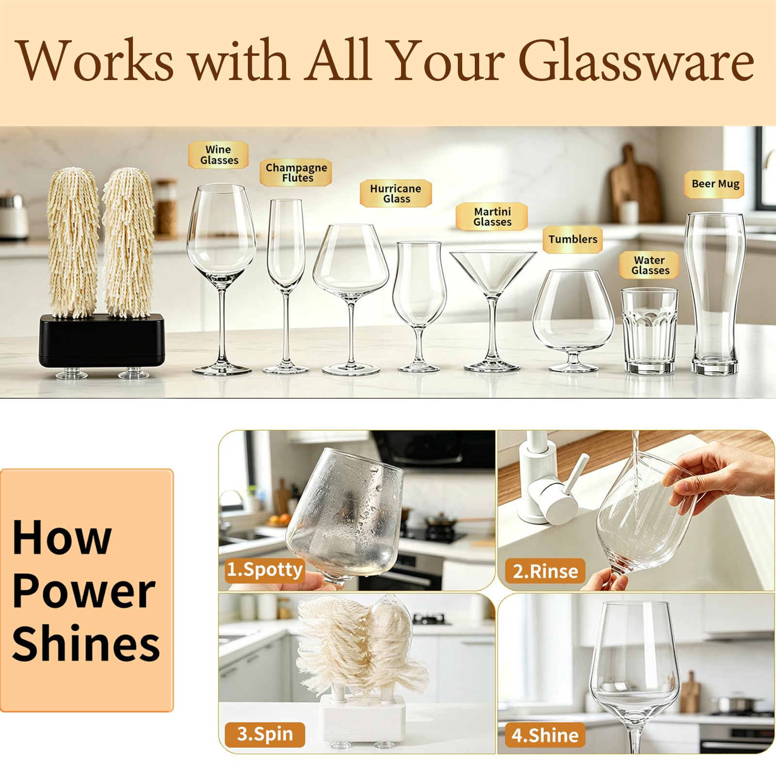 Elektrischer Glaswaren-Polierer For Zu Hause, 600 U/min Rotierender Weinglas-Trockner, Automatische Poliermaschine For Alle Gläser, Bars, Restaurants Und Küchen(Black)