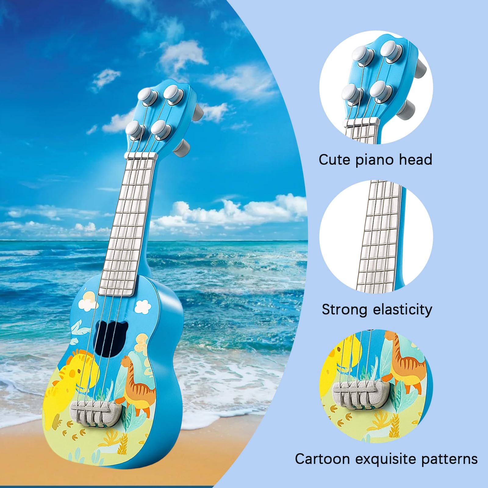DXPETA 3-Piece Set Toddler Guitar, Pink and Blue, Compact (26x30mm), Ages 3+ - Image 3