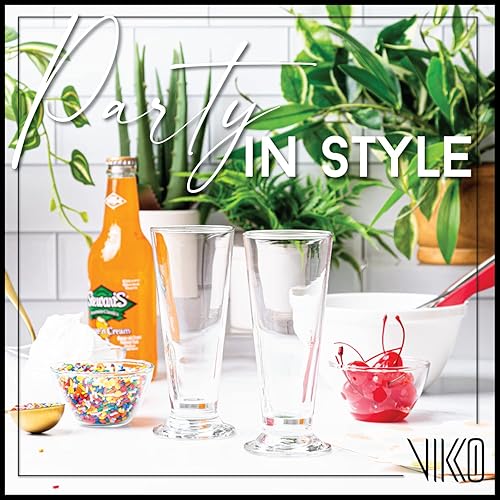 Miniatura 3 de Vikko Vasos de helado con pies, tazas de postre de batido de leche de 6.3 onzas para flotadores, batidos y helados, juego de 6