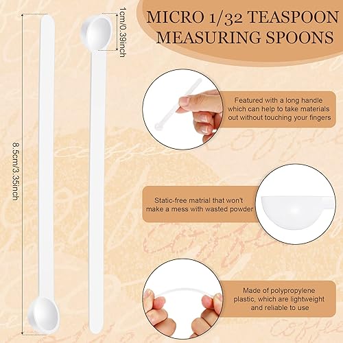 Miniatura 2 de Honeydak 132 cucharadita de microcucharas de 150 miligramos, mini cucharas medidoras pequeña cuchara de plástico para medir cosméticos, polvos,