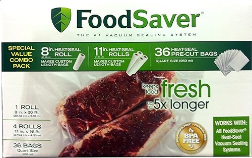 Miniatura 6 de FoodSaver Special Value - bolsas sellables combo rollo de 1-8", 4-11". bolsas pre cortadas