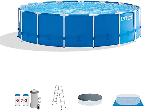 Miniatura 14 de INTEX 28201EH Juego de piscina sobre el suelo con marco de metal: 10 pies x 30 pulgadas - Incluye bomba de filtro de cartucho de 330 GPH