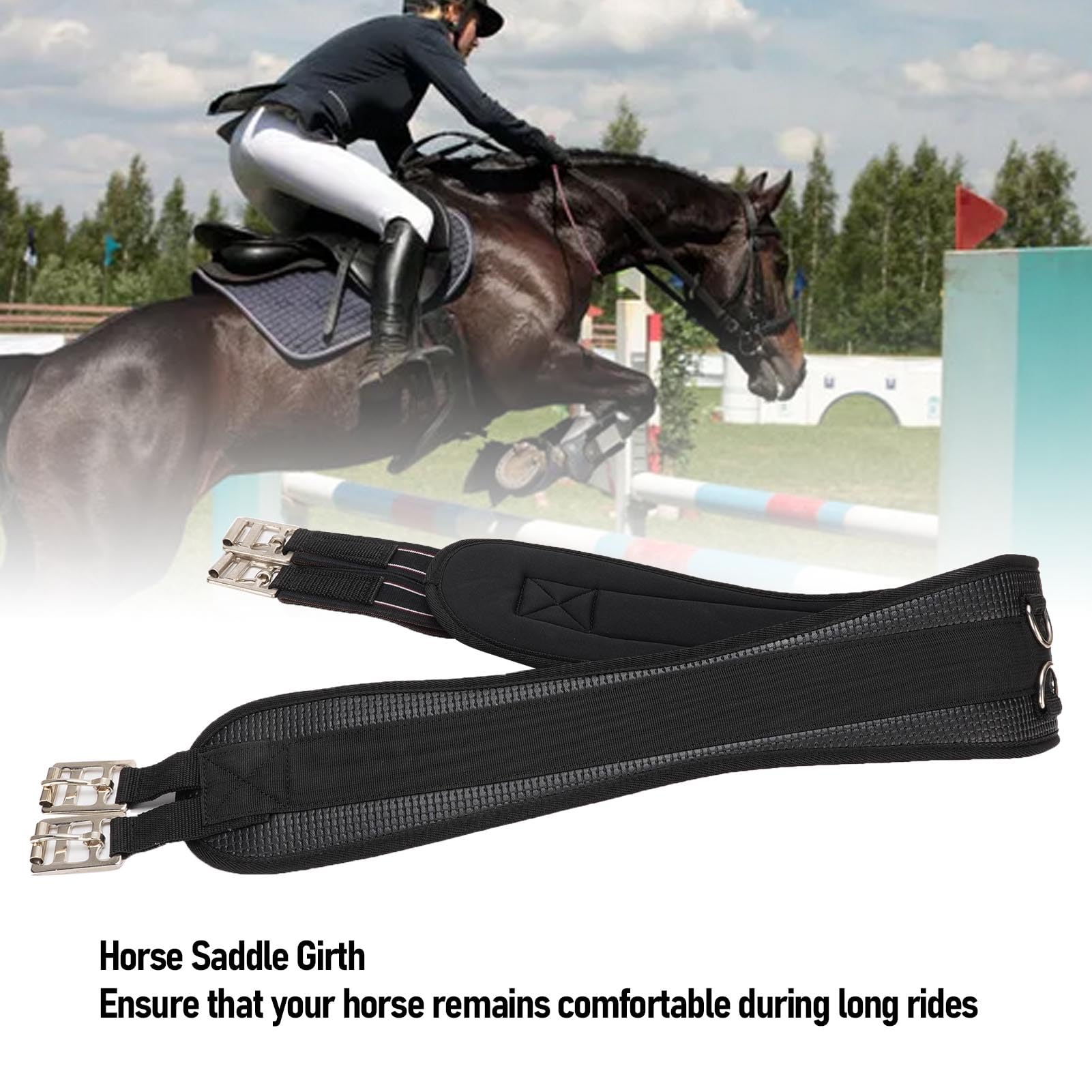 Pferdesport Leder Pferdebauchgürtel Roller Schnalle Edelstahl Gleichmäßige Druckverteilung Trail Reiten Englisch Sattel